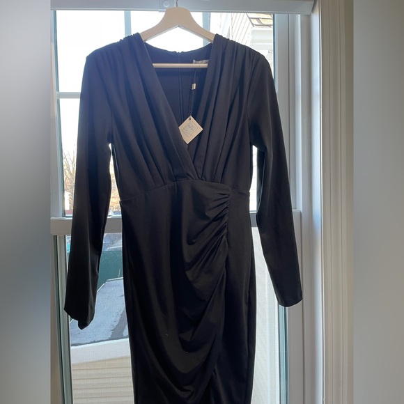 By Egreis Dresses & Skirts - By Egreis Elegant Black Long-Sleeve Wrap Dress